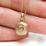 Old Mine Cut GHI Cushion Moissanite Pendant, Antique Georgian Pendant, Satin Matte Finish Gold Pendant, Vintage Pendant For Chain Necklace