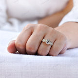 Classic Round OEC Moissanite Ring - Sparkle and Sophistication for Her, Vintage Inspired Three Stone Moissanite Ring - Promise Ring For Her