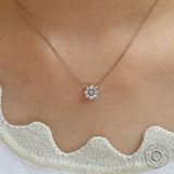 Floral Round Cut Lab Grown Diamond Necklace, 10k/14k/18k Solid Gold Pendant Chain Necklace, Dainty Diamond Necklace For Women, Gift For Her