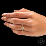 14K Solid Gold Radiant Cut Moissanite Bridal Ring Set, Hidden Halo Engagement Ring Set, Modern Champagne Moissanite Ring Set Bridesmaid Gift