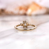 OMC Cushion Moissanite Engagement Ring, Old Cut Three Stone Ring, Dainty Three Stone Ring, Georgian Style Ring, Round Milgrain Side Stones