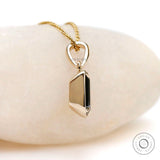 1.8 CT Emerald Cut Dark Green Black Moissanite Pendant, Solid Yellow Gold Basket Set Pendant, Glossy Finish Chunky Pendant, Dainty Pendant