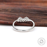 Vintage Multi Stone Curved Moissanite Band, Unique 14K white gold Curved band art deco diamond ring Matching Stacking band Promise Ring