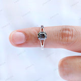 1.7 CT Old Mine Cut Elongated Cushion Grey Moissanite Vintage Engagement Ring for Her, Solitaire Ring, 18K White Gold Ring, Split Shank Ring