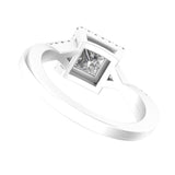1.2 CT Princess Cut Halo Split Shank Engagement Ring, 10K/14K/18K White Gold Ring, Women Ring Gold, Moissanite Ring Gold, Anniversary Ring