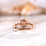 Vintage Old European Cut Moissanite Ring, Side Stone Tapered Baguette, Three Stone Engagement Ring, Four Prong Setting, Rose Gold Ring