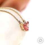 Elegant Pink Diamond Loop Pendant - Perfect Gift for Mom, Dazzling Pink Diamond Heart Pendant - Lab Grown Diamond Charm Necklace in Gold