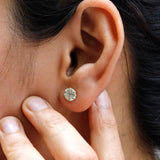 7 MM Old European Cut Off White Moissanite Stud Earrings, Classic Claw Prong Studs, Vintage Style Screw Back Gold Stud, Old Cut Earrings