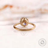 2.74 CT OMC Cushion Champagne Moissanite Vintage Engagement Ring, Satin/Brushed Matte Finish Claw Prong Ring, Yellow Gold Georgian Ring