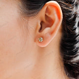 Champagne Moissanite Earrings, Old European Cut Moissanite Earrings, Screw Back Earrings, Matte Gold Earrings, Vintage Earrings Matte Gold