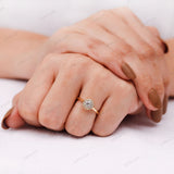 Round Lab Grown Diamond Halo Engagement Ring in 14k Yellow Gold Elegant Sunburst Diamond Ring Handcrafted Cathedral Shank Halo Blossom Ring