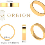 5 MM Wide Comfort Fit Men's Wedding Band in 18k Solid Yellow Gold, Unisex Plain Gold Band, Flat Gold Band, Thick Gold Band, Mens Thumb Ring