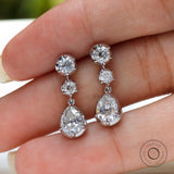 Old Mine Cut Pear Shaped Dangle Earrings, 14K Solid Gold Dangle Drop Earrings, OEC Round Statement Earrings, Unique Teardrop Earrings