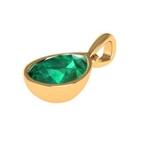 Dark Green Brilliant Cut Pear Moissanite Pendant, 10K Solid Yellow Gold Bezel Set Tear Drop Pendant, Green Stone Pendant