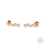 Graduated Diamond Swirl Journey Earrings, Lab Grown Diamond Bubble Drop Earrings, 10k/14k/18k Solid Gold Earrings, Bezel Set Wedding Studs