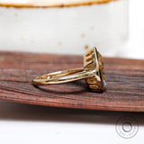 OMC Pear Moissanite Ring, Unique Bezel Set Pear Engagement Ring, Unique Large Rings, Old Mine Cut Ring, Cathedral Rings, Promise Ring Gold