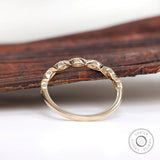 Vintage-inspired Marquise Moissanite Wedding Band in Elegant 14K Gold, Art Deco Milgrain Half Eternity Band