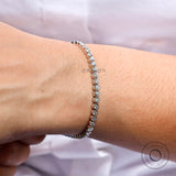 2.50 MM Round Cut Lab Grown Diamond Tennis Bracelet, Bezel Set Minimalist Bracelet, Tennis Bracelet For Everyday Wear, Daily Wear Jewelry