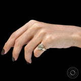 Modern Chunky Statement Ring With Thick Tapered Band, Champagne Bezel Set Ring, Old Mine Cut Champagne Moissanite Ring, Euro Shank Band Ring