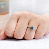 1 CT Fancy Vivid Blue Lab Grown Diamond Engagement Ring, Unique Pave Set Diamond Ring for Her, 6 Claw Prong Ring, Anniversary Gift