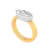 Marquise Brilliant Cut Lab Diamond/Moissanite East West Ring in 10k Solid Gold, Bezel Set Dual Tone Ring, Bezel Set Engagement Ring