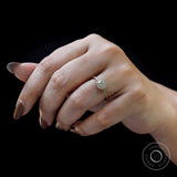 5MM Round Lab Grown Diamond 18K Yellow Gold Engagement Ring | Unique Snowdrift 4 Prong Diamond Cluster Promise Ring | Wedding Ring for Her