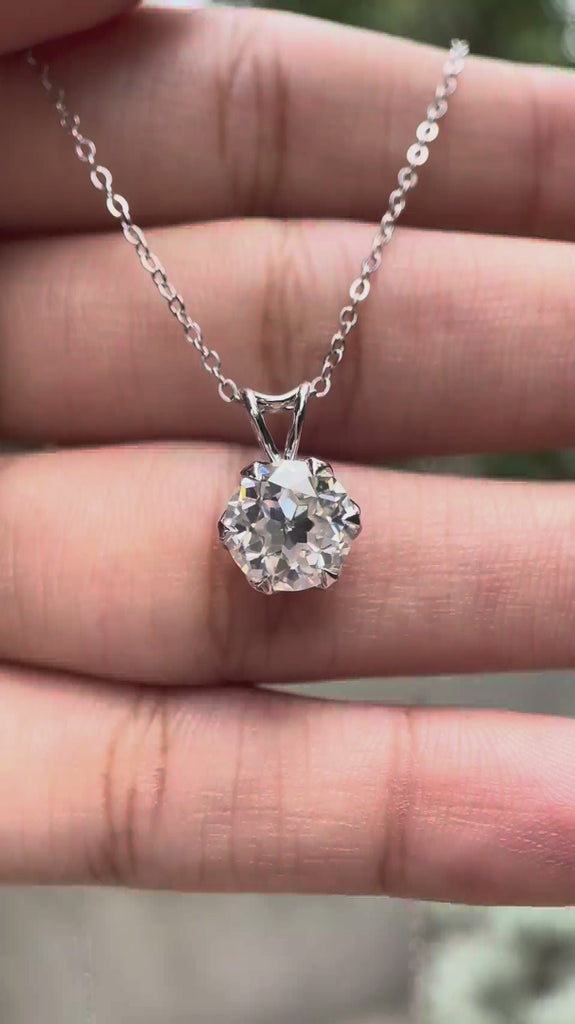 Georgian style white gold moissanite pendant video
