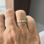 14k two tone gold mens wedding band with milgrain edges video