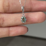 Vintage style oval moissanite solitaire pendant necklace for women