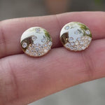Lab diamond disc earrings with scattered round diamonds video