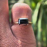 East west radiant cut black moissanite ring yellow gold video