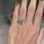 Solitaire princess cut grey moissanite ring video on fingure