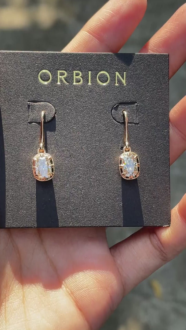 Old mine cut elongated cushion lab grown diamond or moissanite ear wires earrings