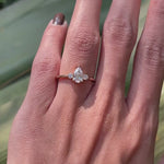 Delicate three stone pear lab diamond ring worn on hand video