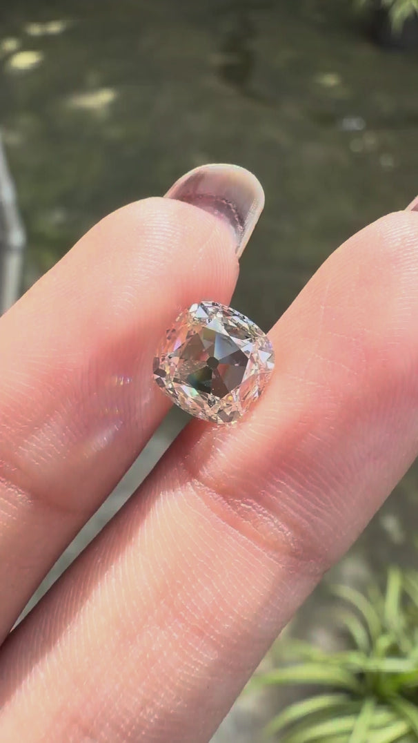 Old Mine Elongated Cushion Lab Grown Diamond Loose, Antique Shallow Cut, Off White