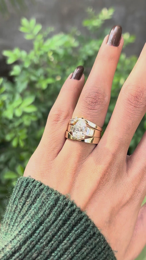 Gold Ring With Marquee Diamond