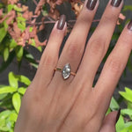 360 degree video of marquise bezel solitaire cathedral ring in yellow gold
