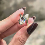 3 Carat moval shaped lab grown diamond bypass solitaire ring yellow gold  