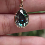 Pear Bezel Dark Green OMC Teardrop Statement Pendant 