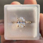 Oval lab diamond trilogy ring with kite side stones video