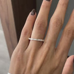 Emerald cut lab diamond stacking band ring east west setting