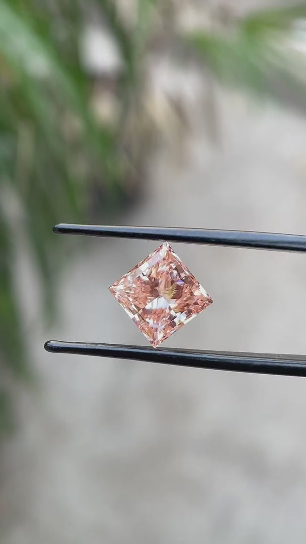 Intense pink princess cut lab diamond 5 ct loose stone