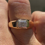 Mens lab diamond east west signet ring polished yellow gold video