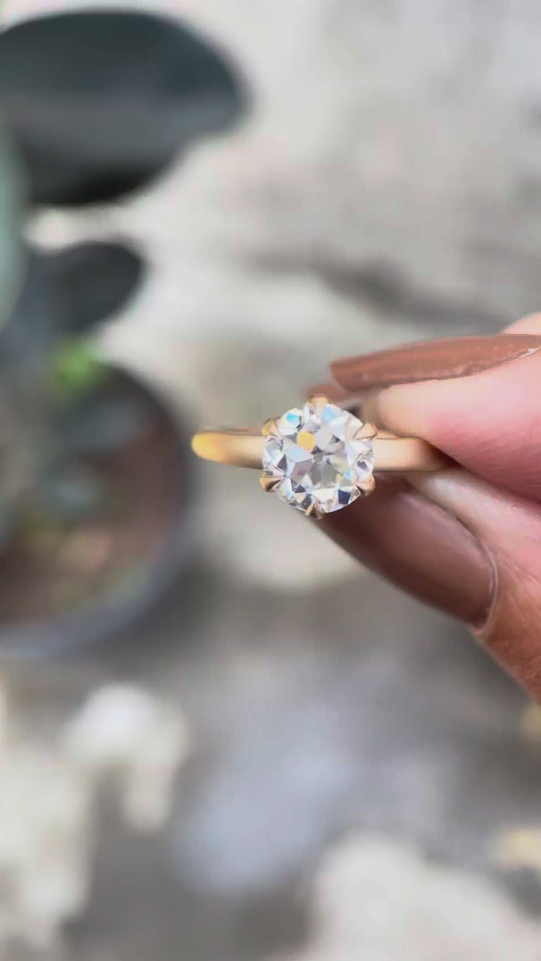 Georgian style vintage inspired solitaire ring with round center stone video