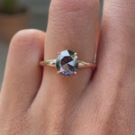 Rose cut oval blue moissanite ring in 10k rose gold