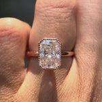 Radiant cut moissanite bezel set ring rotating view