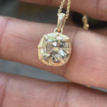 Georgian style off white cushion moissanite pendant for necklace