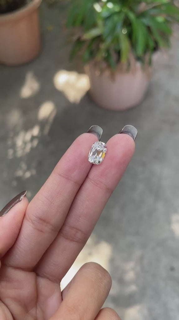 Antique Cut Cushion Colorless Moissanite, Old Mine Cut, Bar Culet