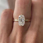 Antique cut elongated cushion lab diamond solitaire engagement ring video
