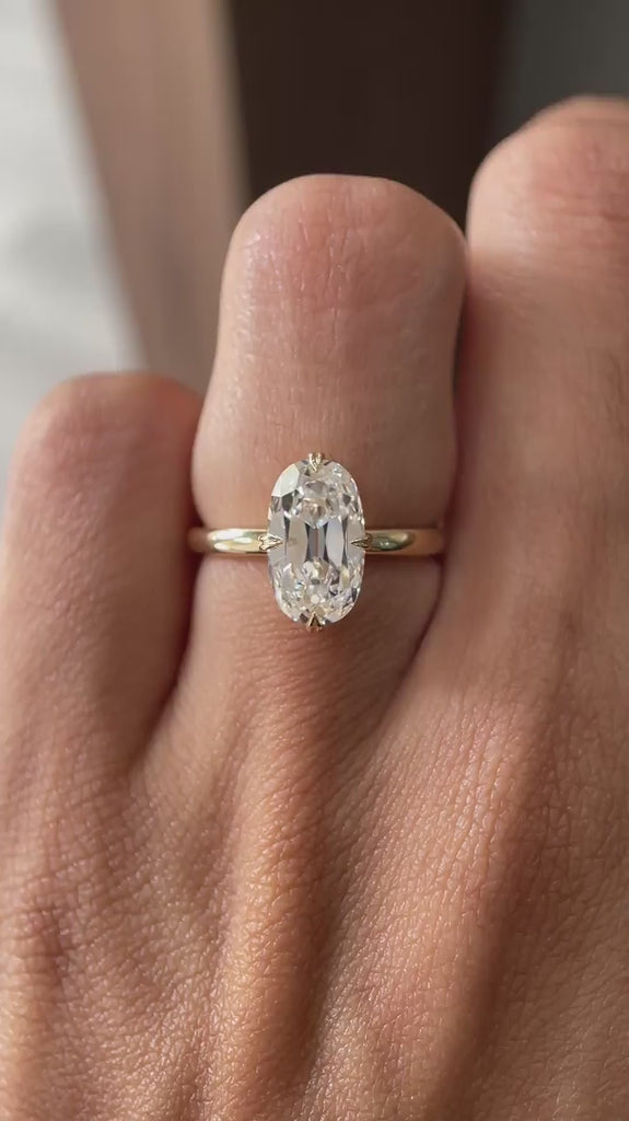 Antique cut elongated cushion lab diamond solitaire engagement ring video